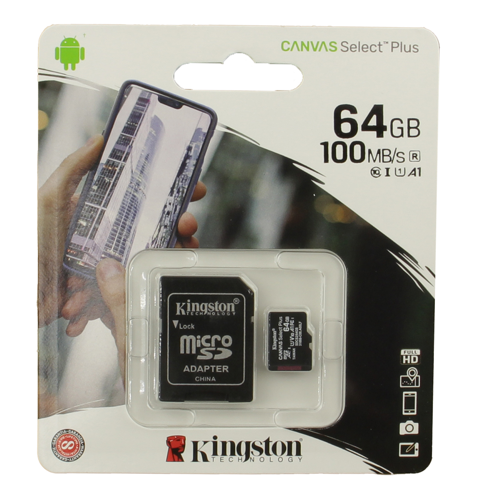 Карта памяти microsd kingston 128gb canvas select plus